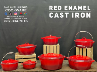 Cajun Classic Red Enamel Cast Iron Pots