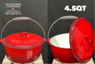 Cajun Classic Cast Iron 5 qt Red Enamel Coated Dutch Oven with Silver Knob